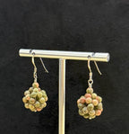 Natural Unakite Semiprecious Stone Beads, Dark Green Drop Dangle Earrings, One-of-a-kind handmade Artisan Jewelry