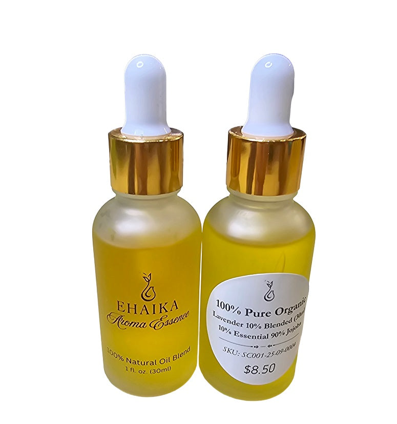 EHAIKA Lavender 10% Blended Essential Oil (30ml), 100% Pure Organic, 10% Essential 90% Jojoba Oil