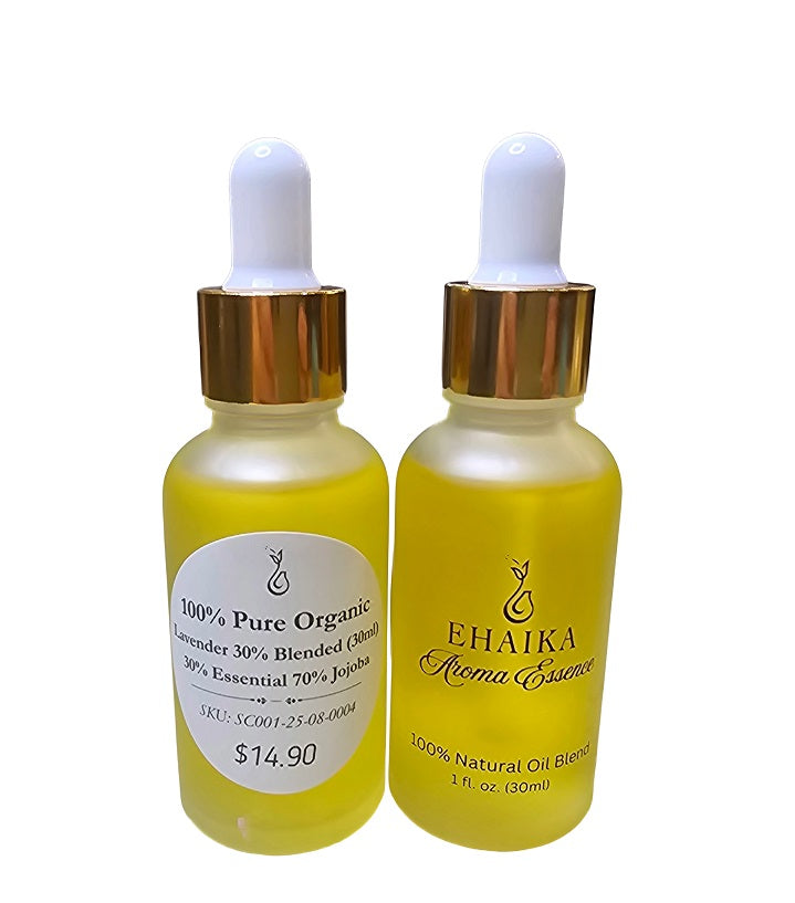 EHAIKA Lavender 30% Blended Essential Oil (30ml), 100% Pure Organic, 30% Essential 70% Jojoba Oil