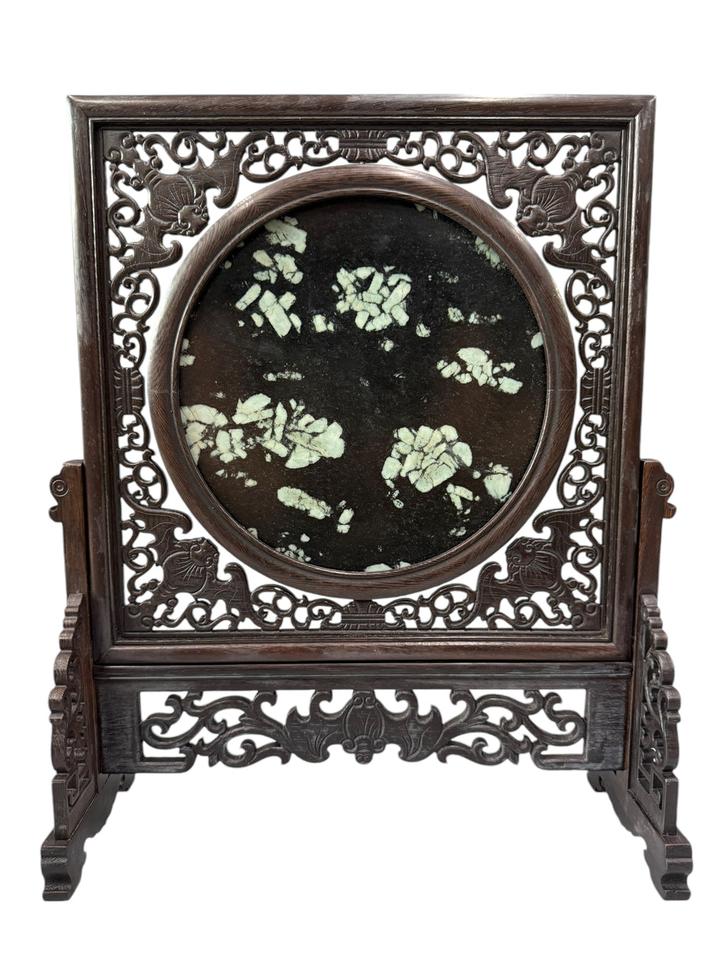 Peony & Chrysanthemum Stone (Mudan Shi 牡丹石, 菊花石) Carving Artifacts - Chinese Oriental Dragon Design, Tabletop Display Ornaments