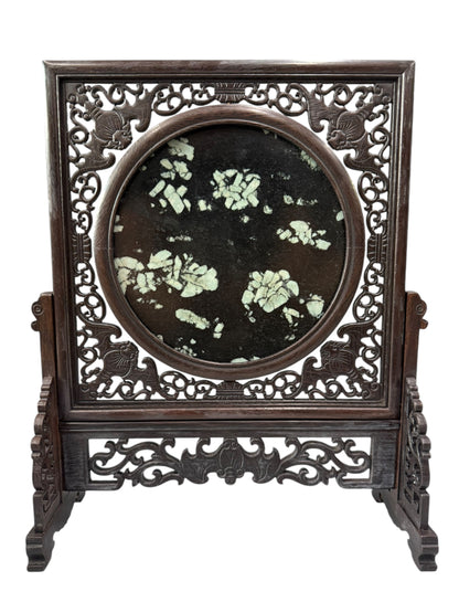 Peony & Chrysanthemum Stone (Mudan Shi 牡丹石, 菊花石) Carving Artifacts - Chinese Oriental Dragon Design, Tabletop Display Ornaments