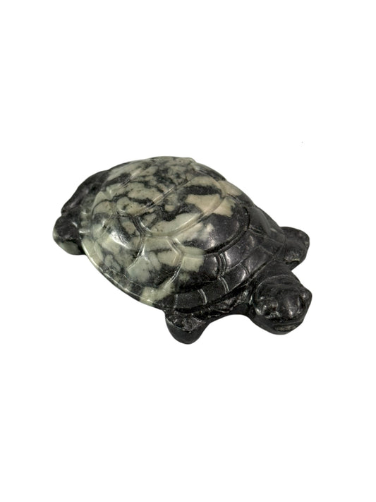 Peony flower stone carving mudan shi tortoise longevity good fortune miniatures artifacts sculpture