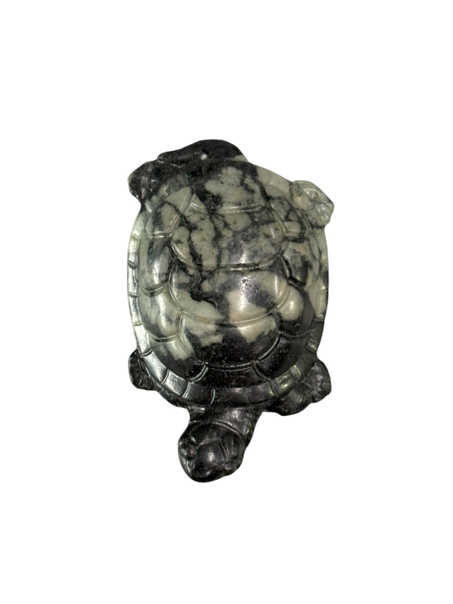 Peony & Chrysanthemum Stone Carving 牡丹石 菊花石 - Tortoise Symbol, Longevity & Good Fortune Miniature Artifact Sculpture