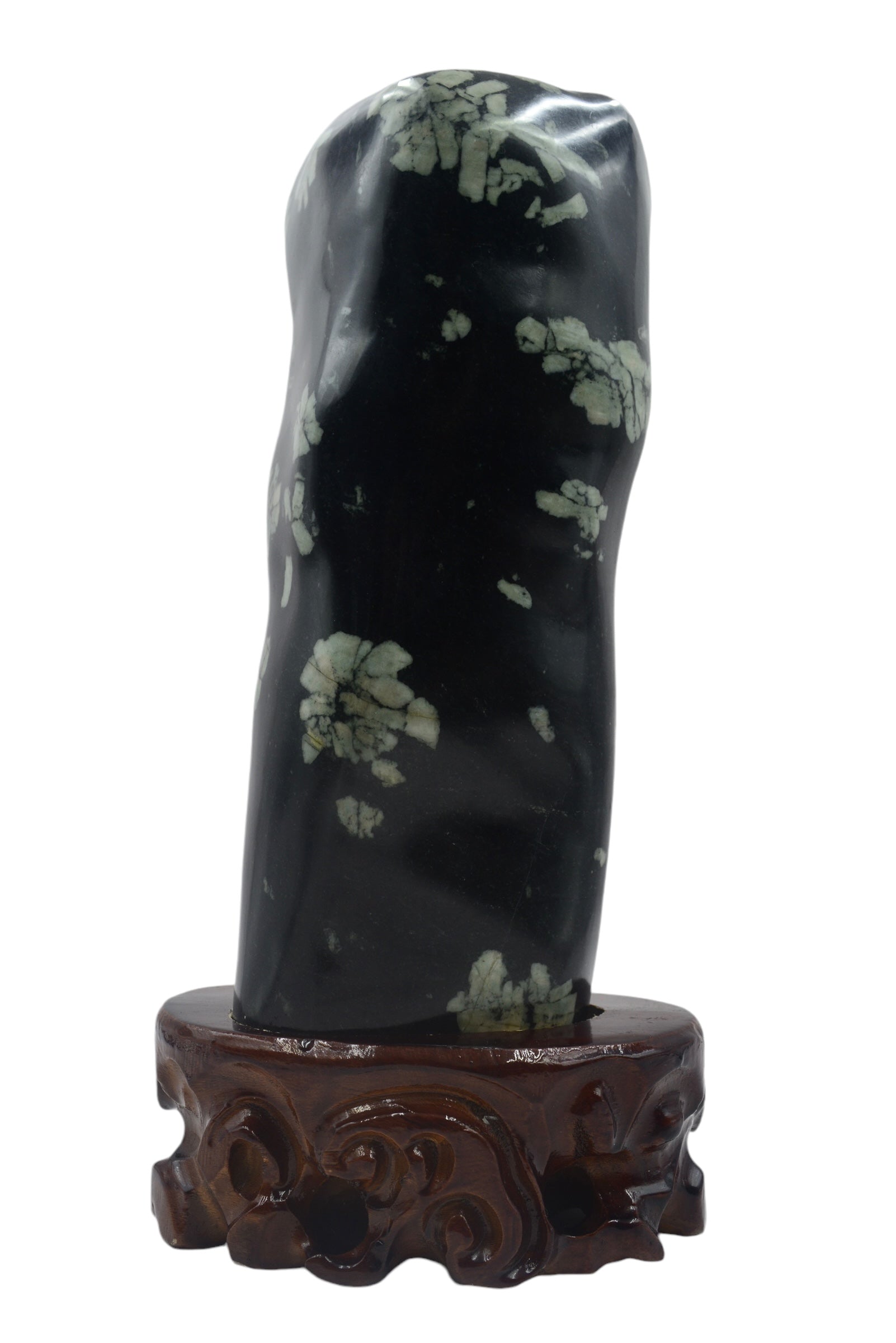 Natural Stone Luoyang Peony & Chrysanthemum Blossom Stone 牡丹石 菊花石 Ornaments, Wooden Base, Home & Office Tabletop Decoration