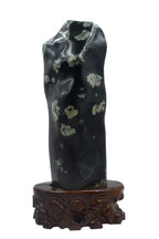 Natural Stone Luoyang Peony & Chrysanthemum Blossom Stone 牡丹石 菊花石 Ornaments, Wooden Base, Home & Office Tabletop Decoration