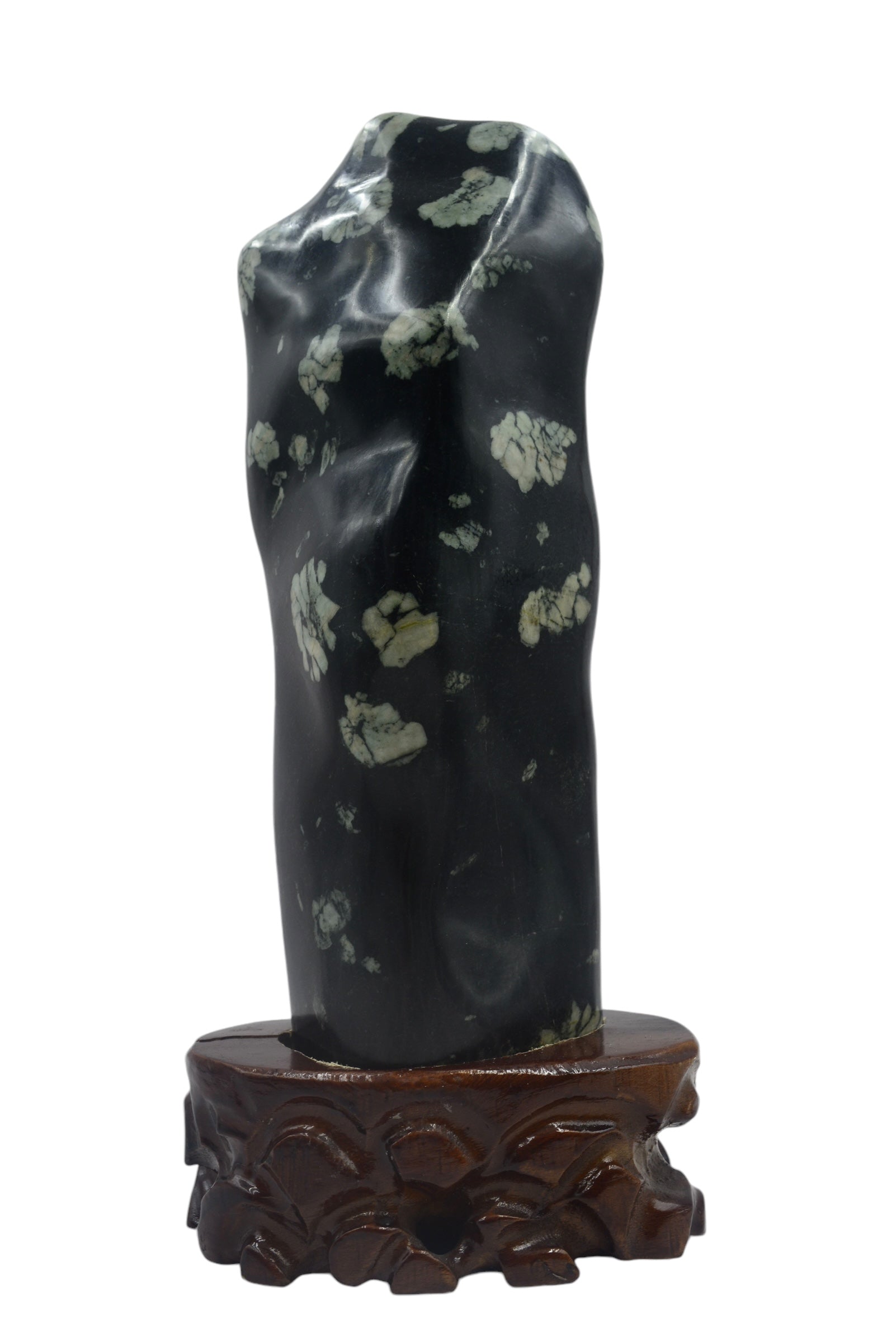 Natural Stone Luoyang Peony & Chrysanthemum Blossom Stone 牡丹石 菊花石 Ornaments, Wooden Base, Home & Office Tabletop Decoration