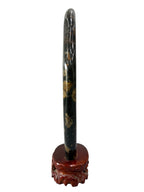 Natural Stone Luoyang Peony & Chrysanthemum Blossom Stone 牡丹石 菊花石, Wooden Base, Home & Office Tabletop Feng Shui Decoration