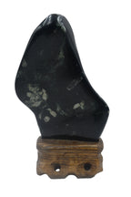 Mountain Lookalike Natural Stone - Peony & Chrysanthemum Blossom Stone Ornaments, Wooden Base, Tabletop Décor