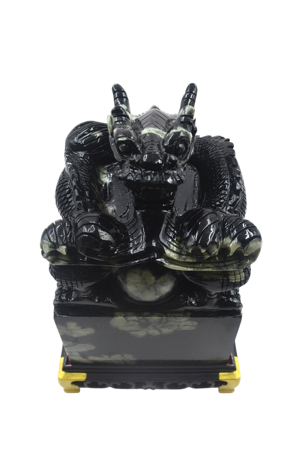 Chinese Imperial Dynasty Dragon Seal Stones Carving - Natural Luoyang Peony & Chrysanthemum Blossom Stone Ornaments
