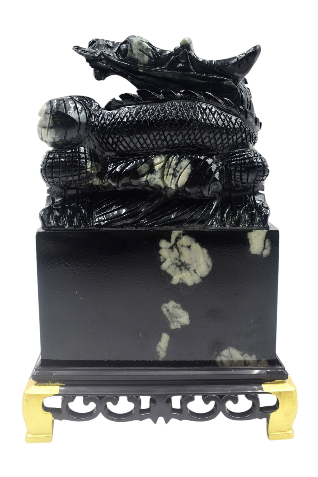 Chinese Imperial Dynasty Dragon Seal Stones Carving - Natural Luoyang Peony & Chrysanthemum Blossom Stone Ornaments