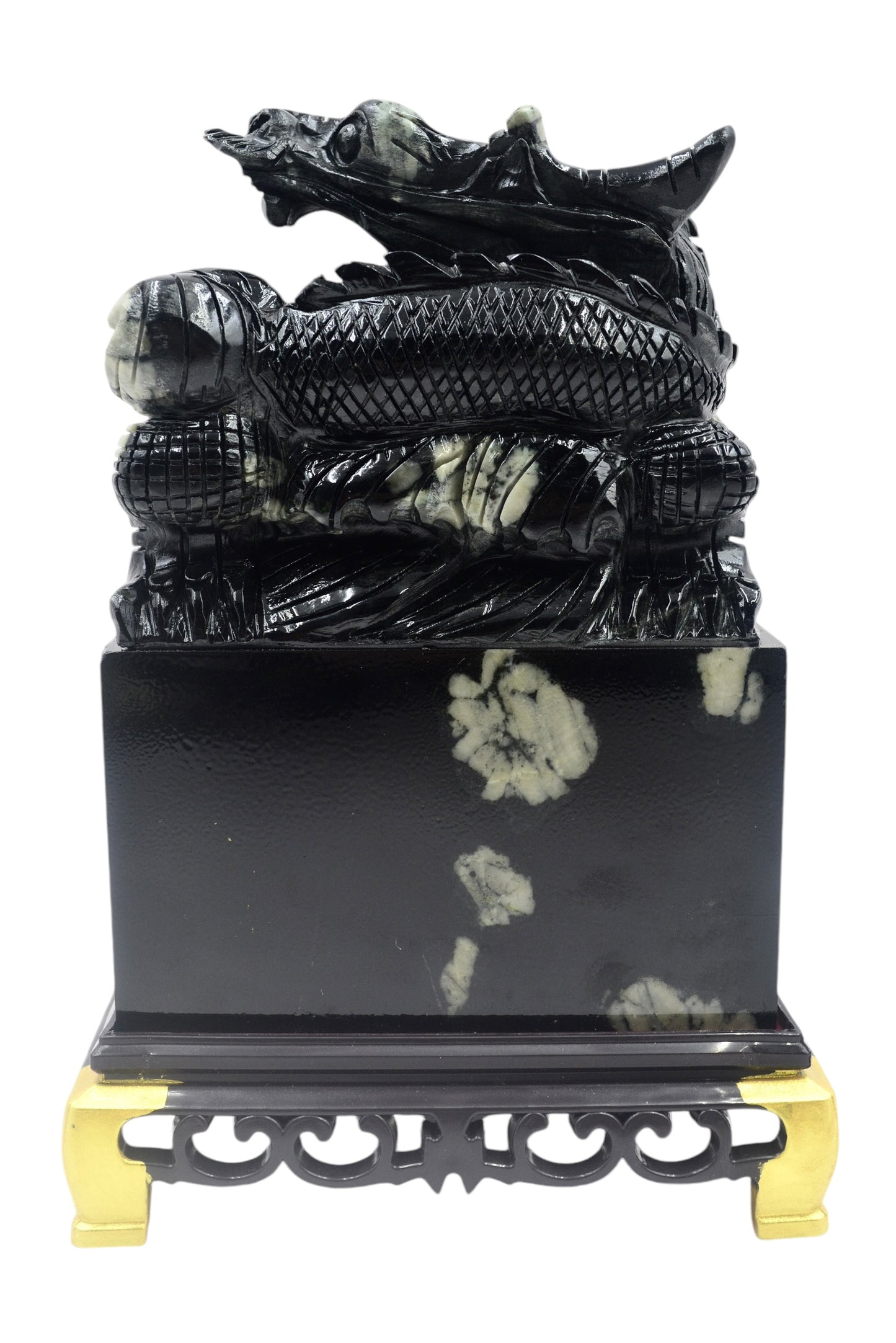 Chinese imperial dynasty dragon seal stones carving natural Luoyang peony blossom stone ornaments