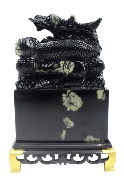 Chinese imperial dynasty dragon seal stones carving natural Luoyang peony blossom stone ornaments