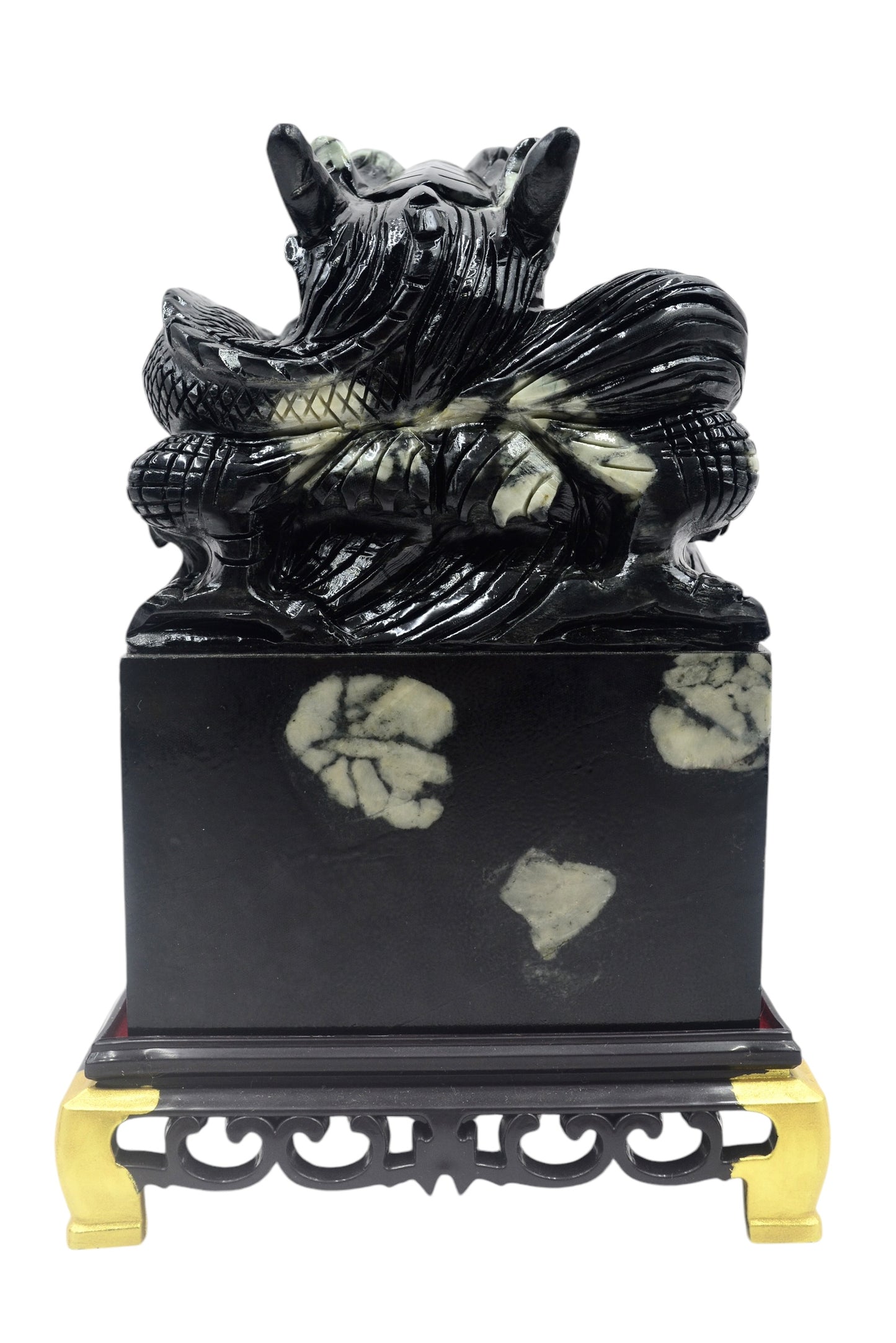 Chinese imperial dynasty dragon seal stones carving natural Luoyang peony blossom stone ornaments