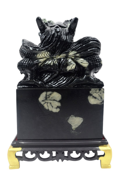 Chinese imperial dynasty dragon seal stones carving natural Luoyang peony blossom stone ornaments