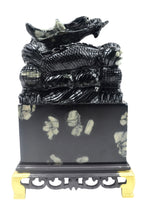 Chinese Imperial Dynasty Dragon Seal Stones Carving - Natural Luoyang Peony & Chrysanthemum Blossom Stone Ornaments