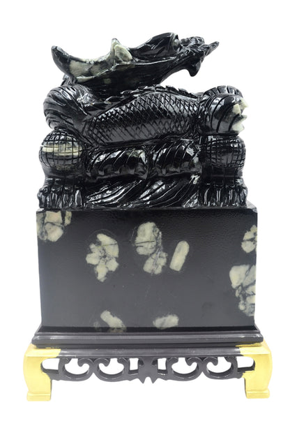 Chinese imperial dynasty dragon seal stones carving natural Luoyang peony blossom stone ornaments