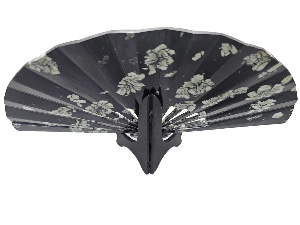 Elegance Classic Style Manual Fan - Peony & Chrysanthemum Stone Carving, Home & Office Miniature Artifact Sculpture