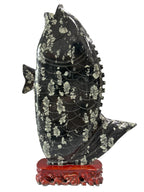 年年有余 Abundance Year After Year - Peony & Chrysanthemum Stone Carving, Home & Office Miniature Artifact Sculpture