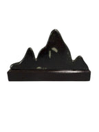 Mountain Lookalike Natural Stone - Peony & Chrysanthemum Blossom Stone Ornaments, Wooden Base, Office Tabletop Decoration