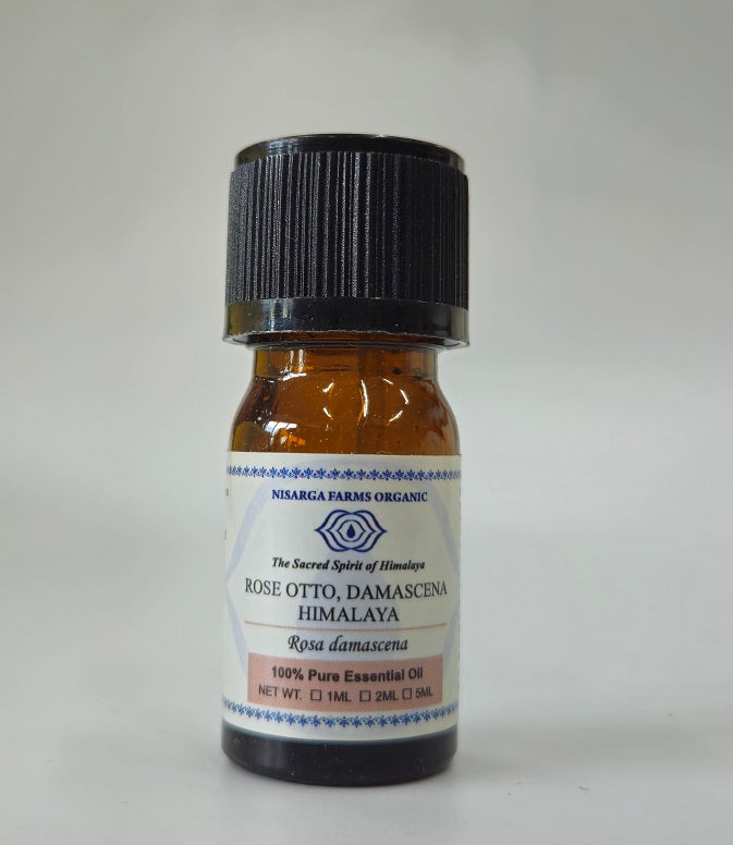 Rose Otto, Damascena Himalaya 1ML, 100% Organic Concentrated Essential Oils, Aphrodisiac, Depression, Eczema, Frigidity, Mature Skin, Menopause, Stress