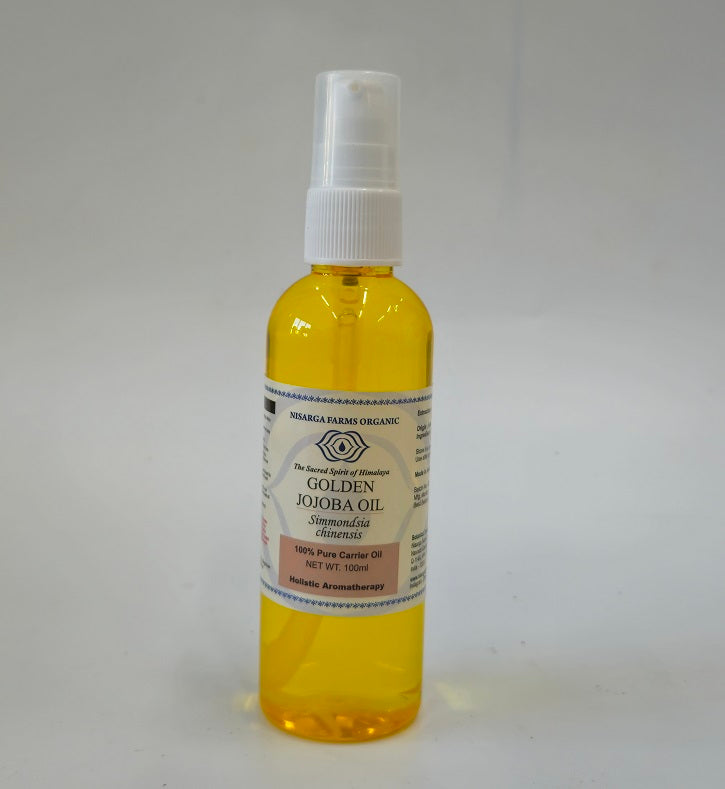 Golden Jojoba Oil 100ML, 100% Organic Pure Carrier Oil, Skincare, Hair Care, And Massage Oils