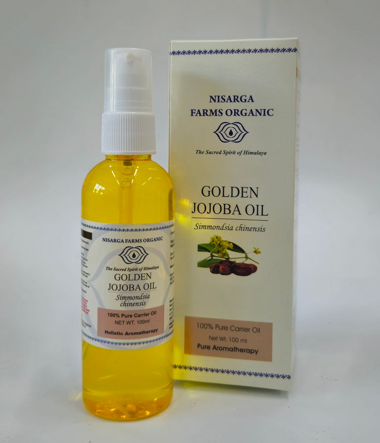 Golden Jojoba Oil 100ML, 100% Organic Pure Carrier Oil, Skincare, Hair Care, And Massage Oils