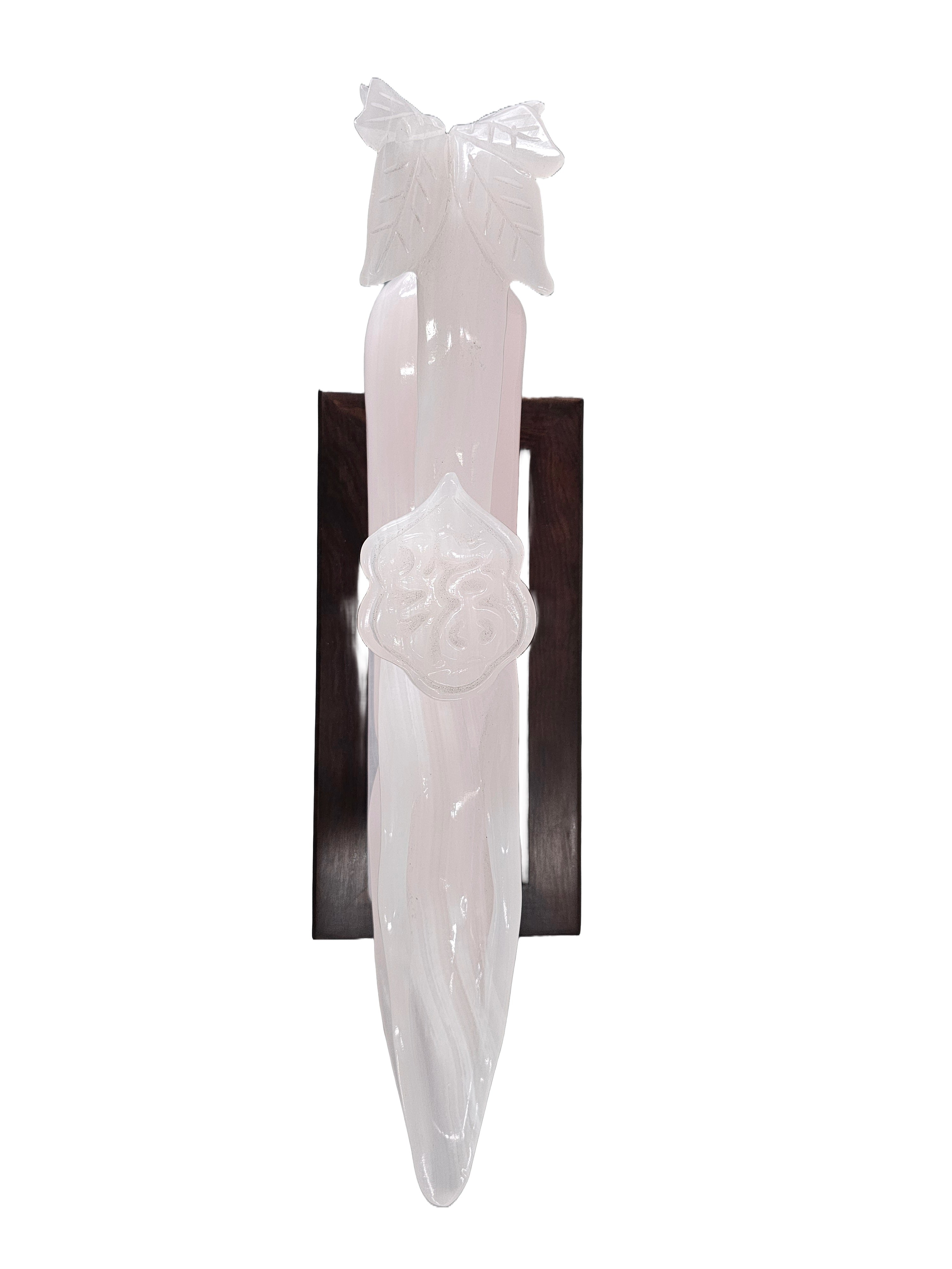 Natural resemble jade pink soapstone steatite stone carving rich life ruyi gift home office interior decoration