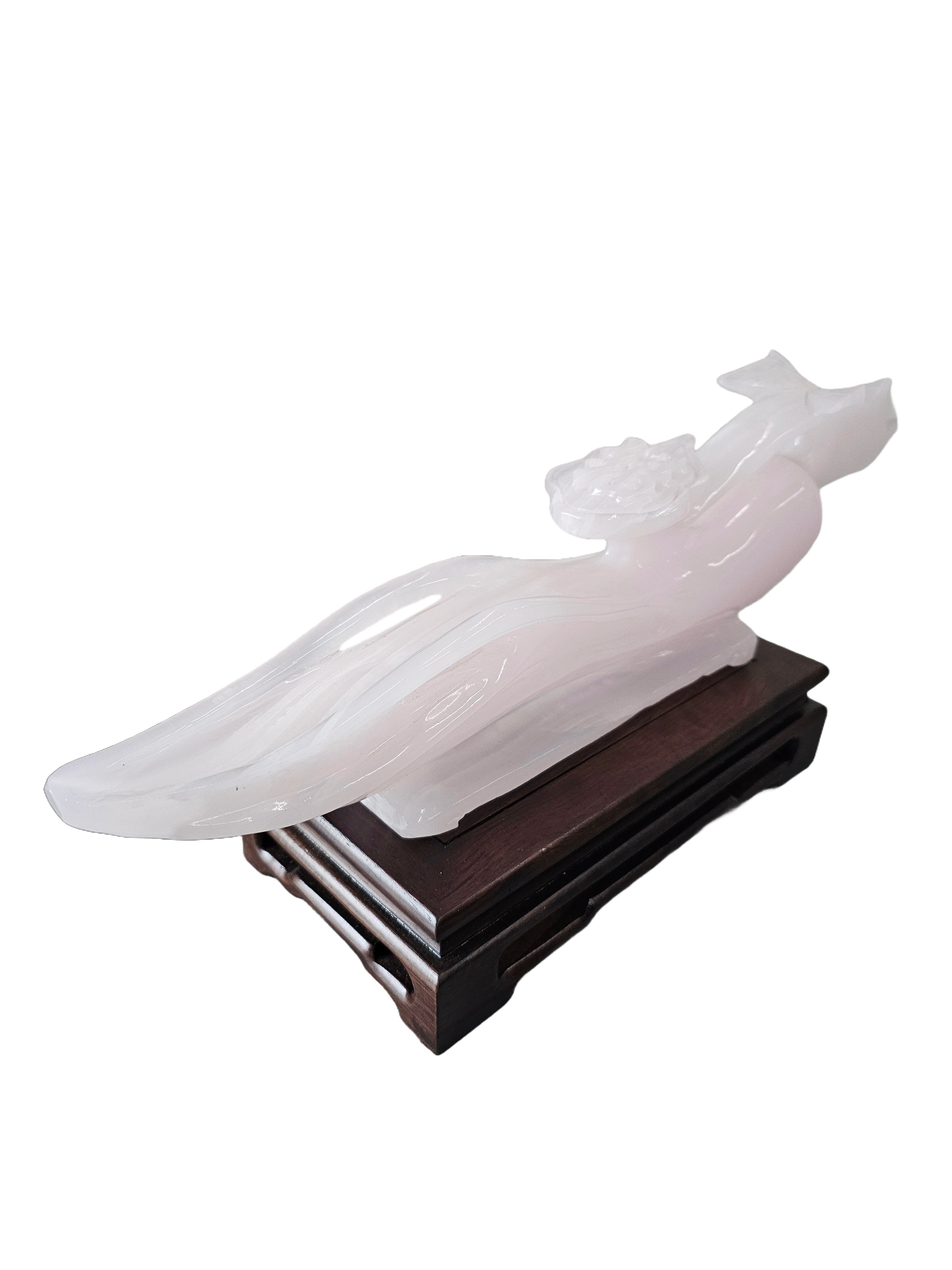 Natural resemble jade pink soapstone steatite stone carving rich life ruyi gift home office interior decoration