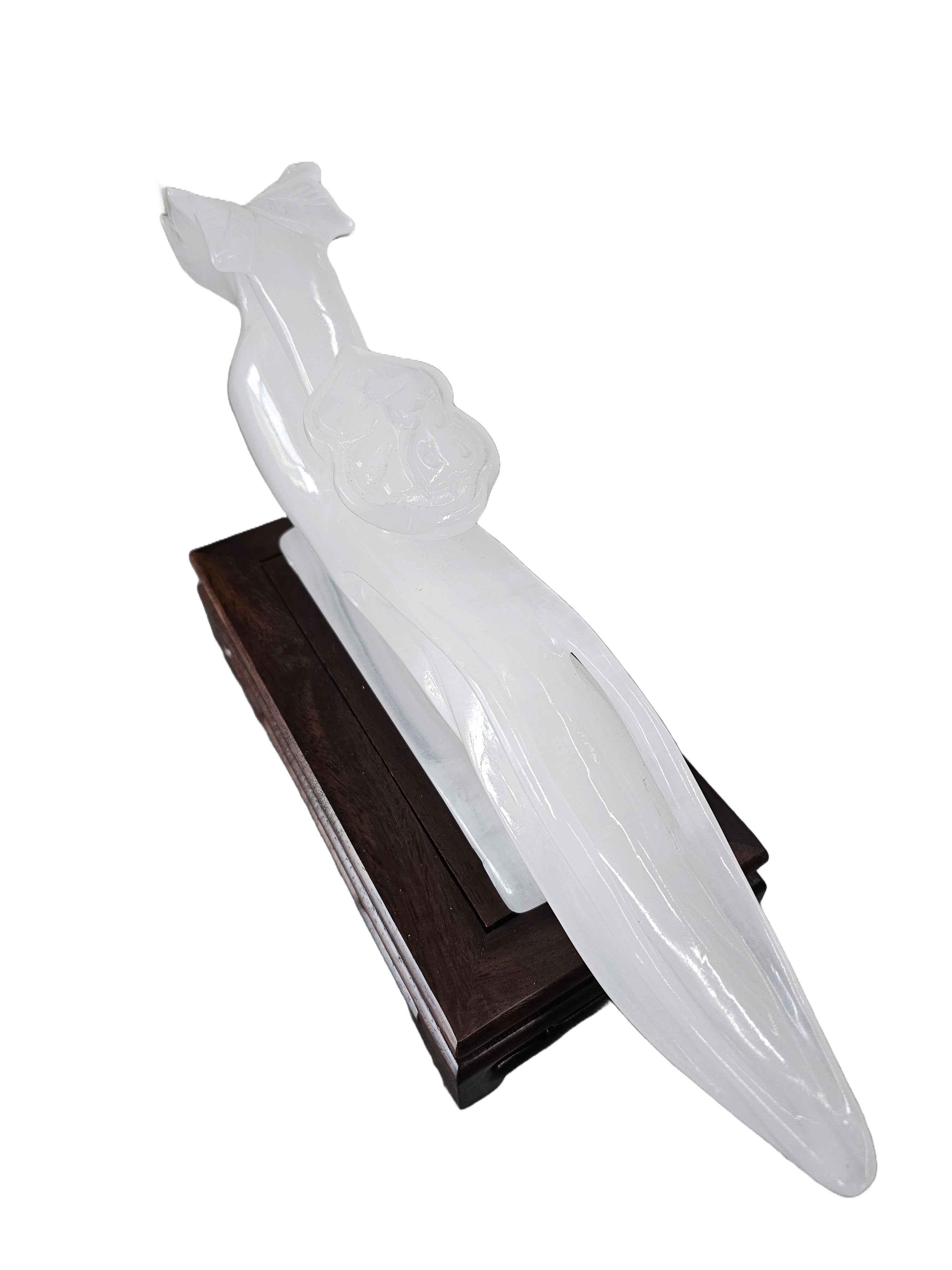 Natural resemble jade white soapstone steatite stone carving rich life ruyi gift home office interior decoration