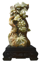 Natural green onyx stone jade lookalike carving grapes tree home office restaurant decoration housewarming gift