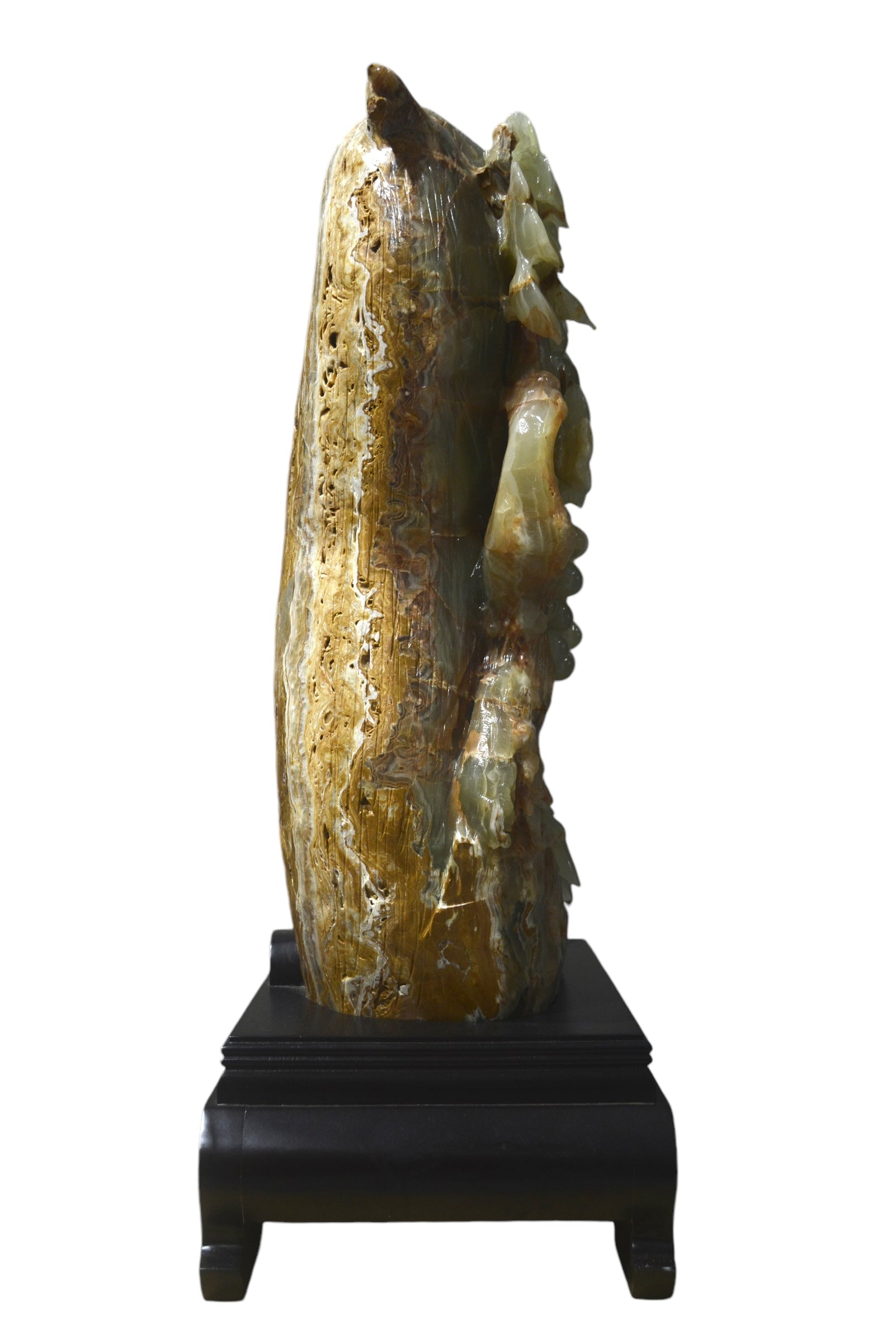 Natural green onyx stone jade lookalike carving grapes tree home office restaurant decoration housewarming gift