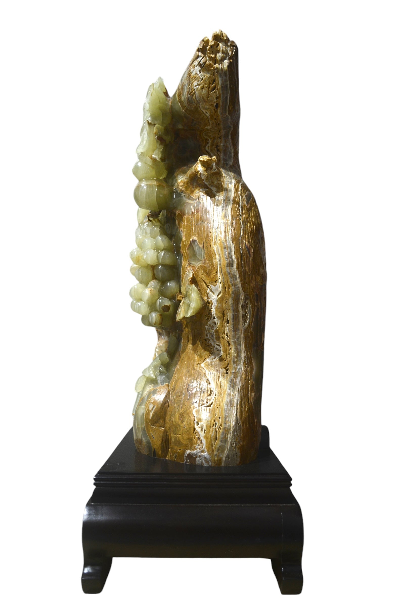 Natural green onyx stone jade lookalike carving grapes tree home office restaurant decoration housewarming gift