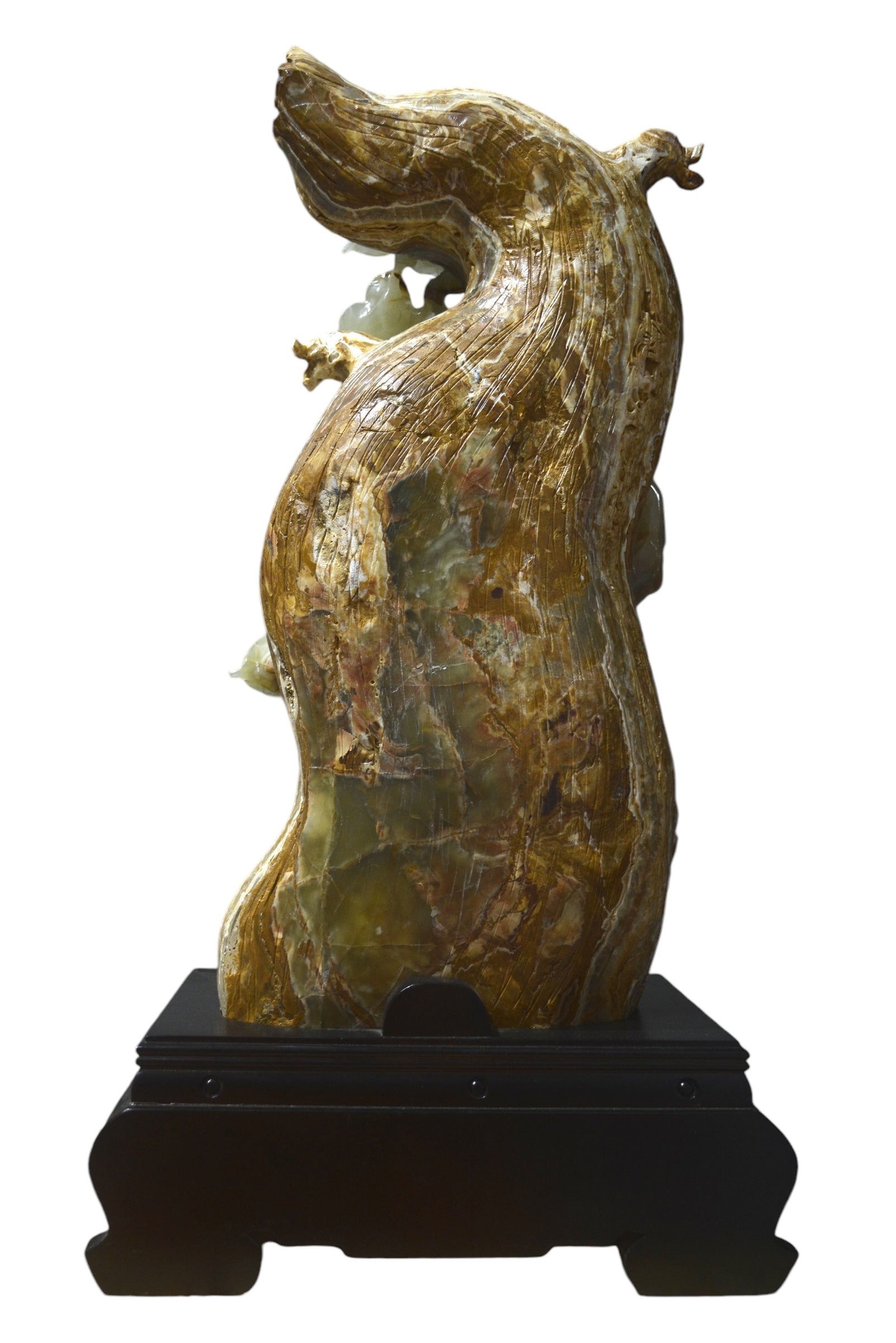 Natural green onyx stone jade lookalike carving grapes tree home office restaurant decoration housewarming gift