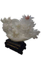 Natural resemble jade soapstone steatite stone carving chinese flower design home office restaurant hotel interior decoration