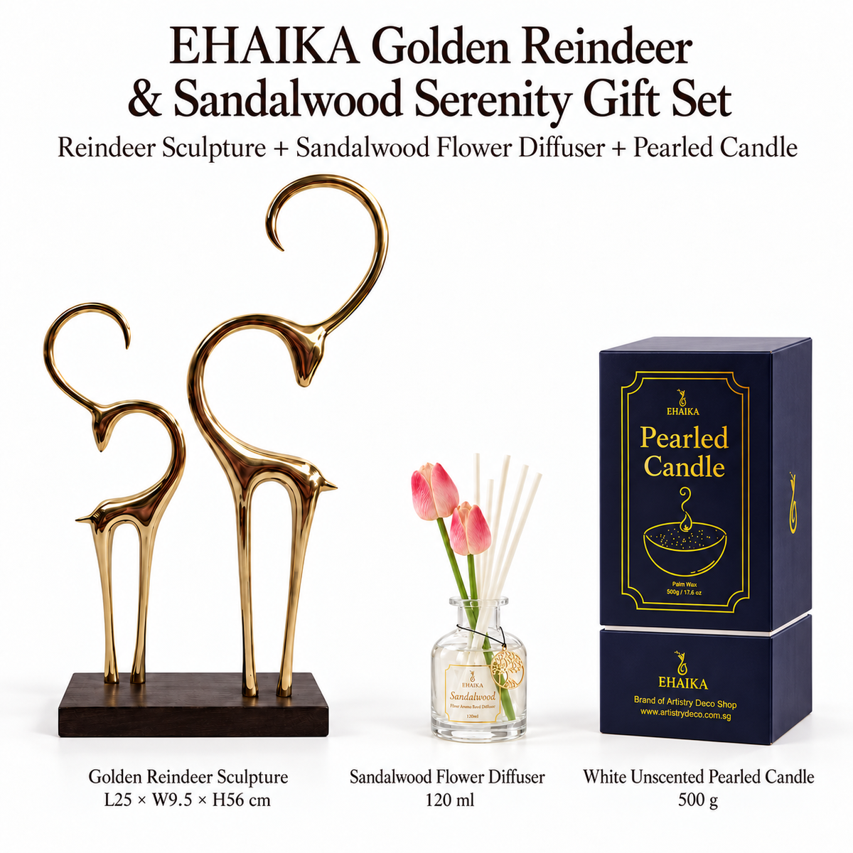 EHAIKA Golden Reindeer & Sandalwood Serenity Gift Set (U.P. $270.50)