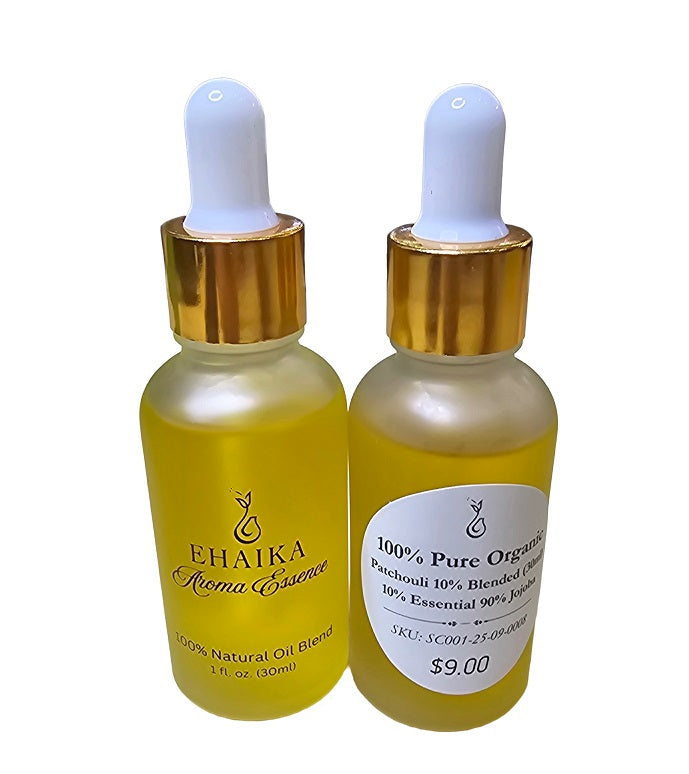 EHAIKA Patchouli 10% Blended Essential Oil (30ml), 100% Pure Organic, 10% Essential 90% Jojoba Oil