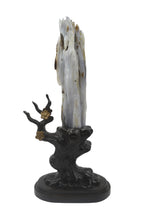 Petrified wood fengshui decoration mountain flower carving solid wooden base home office display