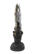 Petrified wood fengshui decoration mountain flower carving solid wooden base home office display