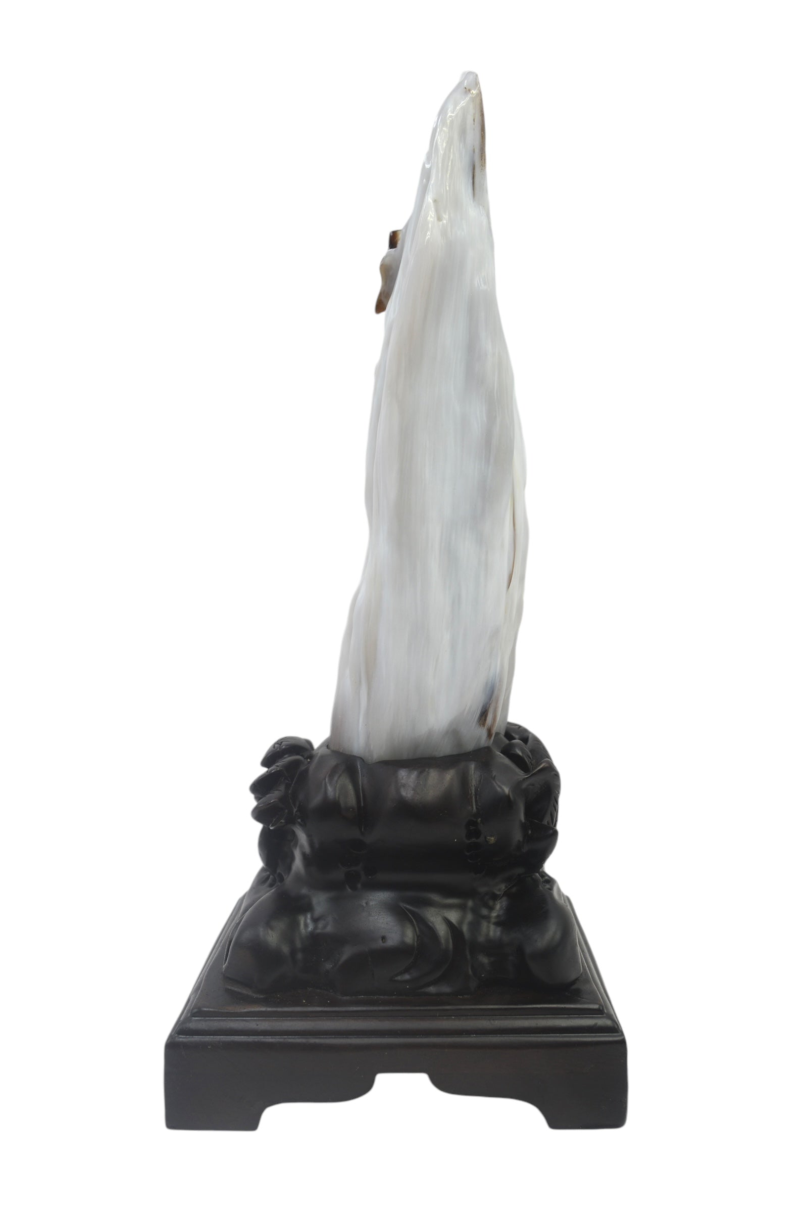 Beautiful petrified wood fengshui decoration mountain carving solid wooden base home office decor