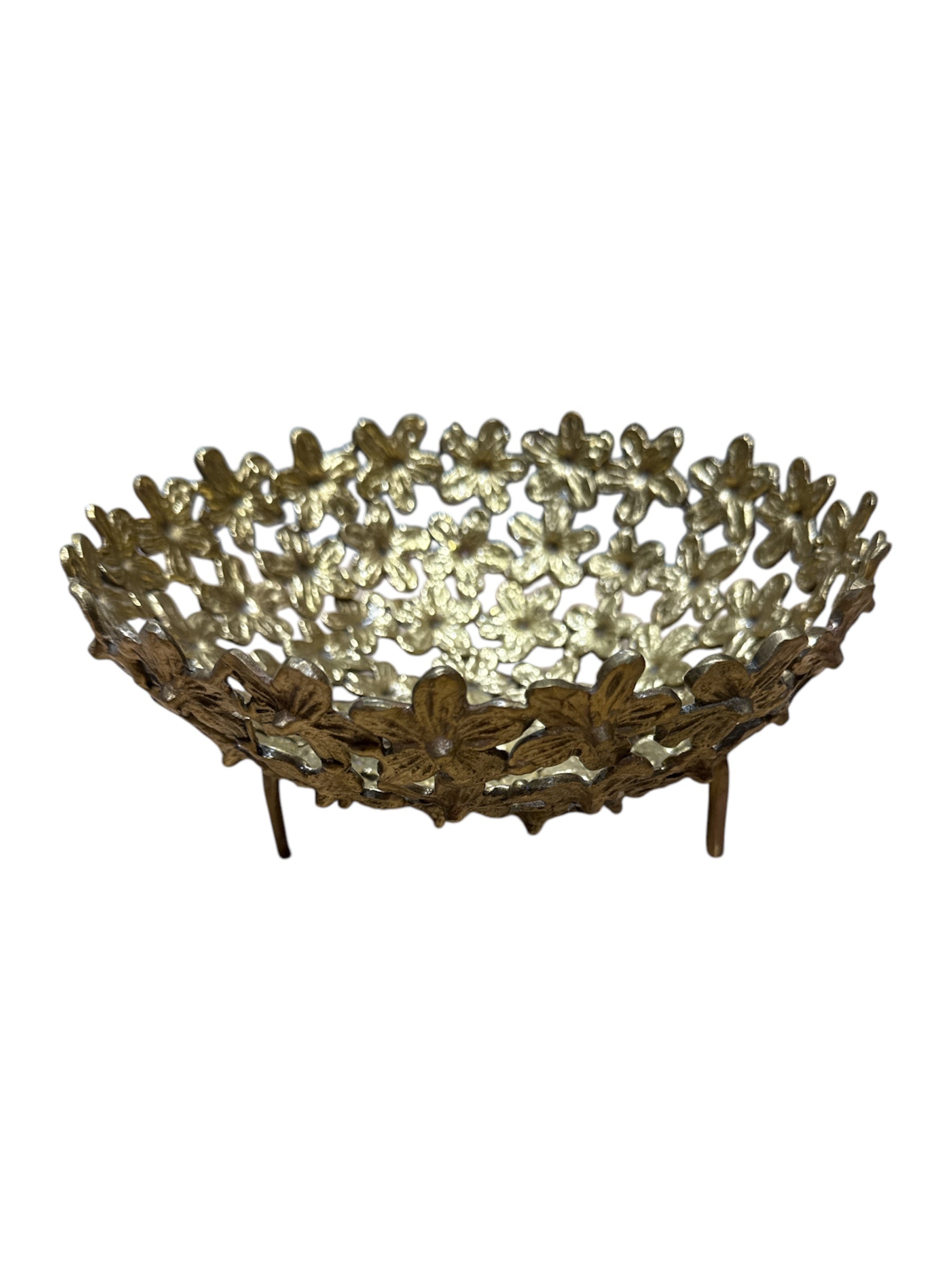 Hand crafted high-quality brass bronze trinket dish daisy chain flower table-top display Décor home office restaurant