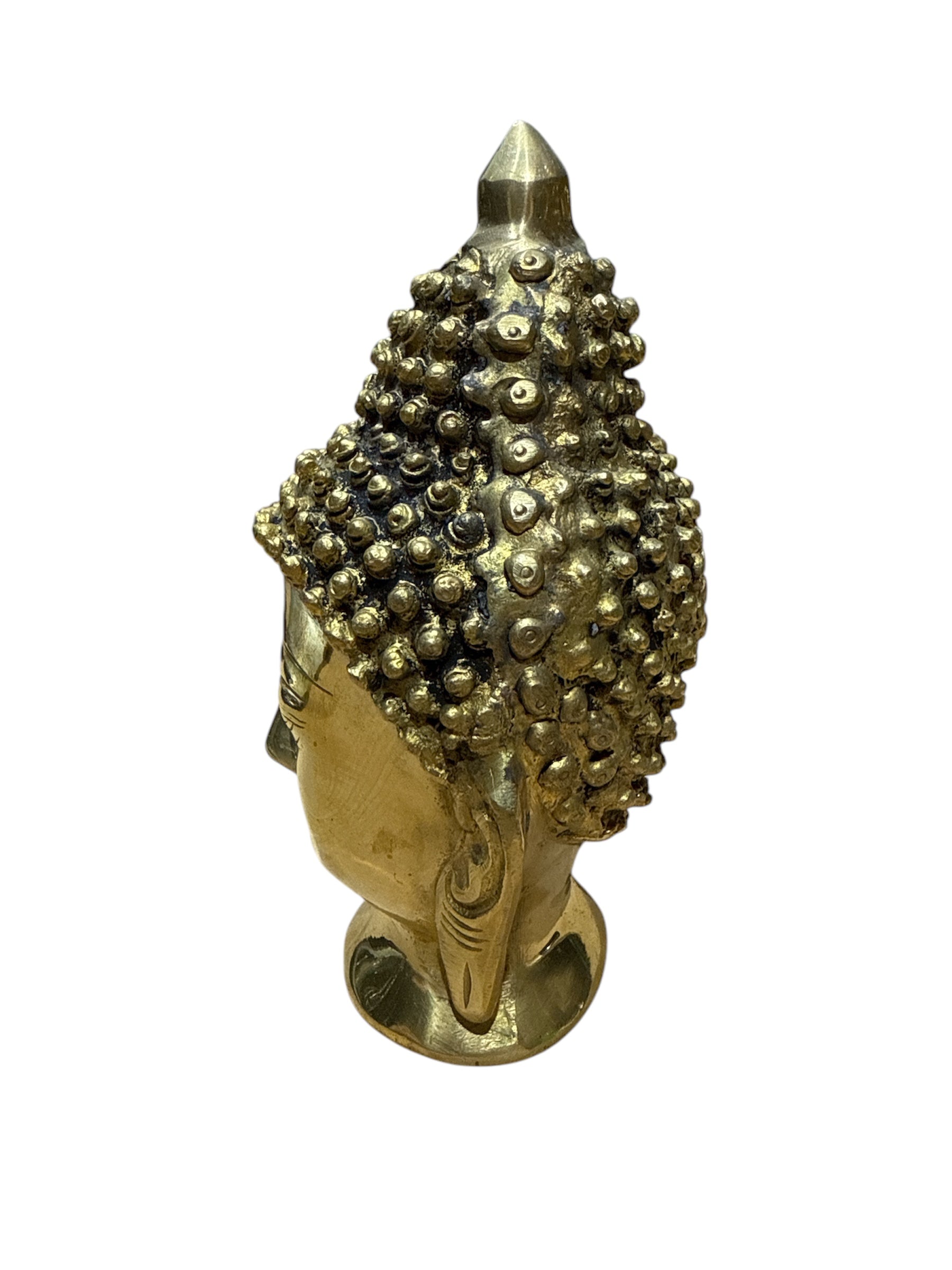 Small brass bronze gold console tabletop buddhist buddha head statue home office religious decoration statue