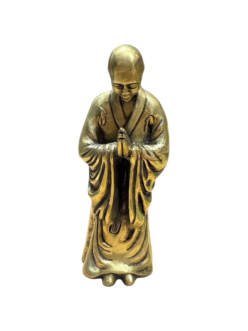 Solid brass bronze buddha monks 2pcs set home decor display decorative tabletop countertop design