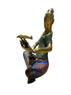 Beautiful divine ancient musician various musical instruments brass sculpture colour stone showpieces 4pcs set