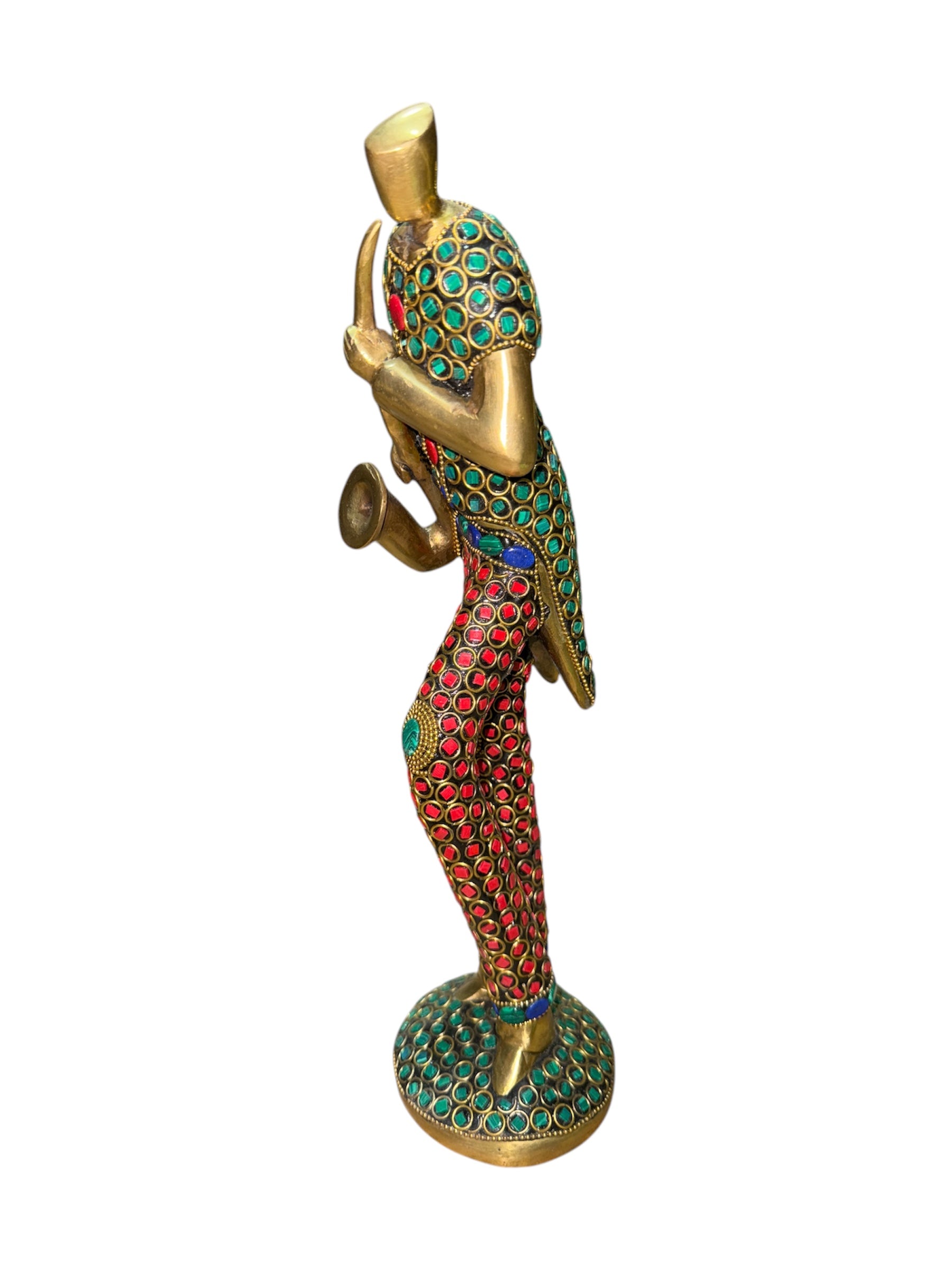 Beautiful modern musician various musical instruments brass bronze color stone sculpture showpieces set of 3pcs home decoration