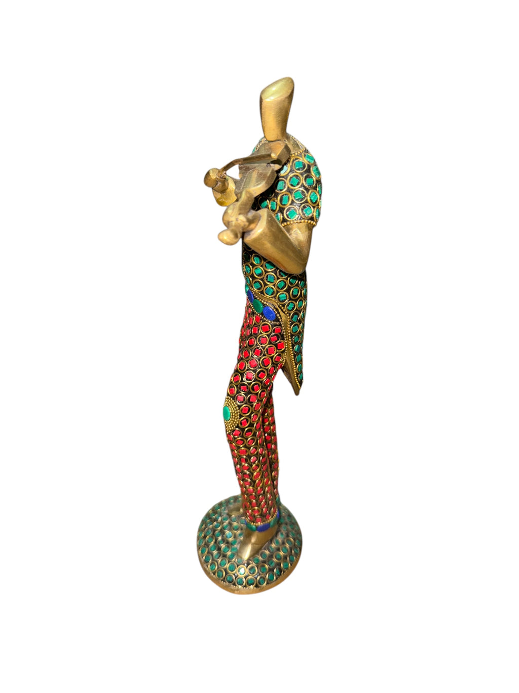Beautiful modern musician various musical instruments brass bronze color stone sculpture showpieces set of 3pcs home decoration