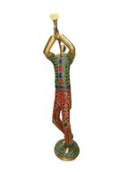 Beautiful modern musician various musical instruments brass bronze color stone sculpture showpieces set of 3pcs home decoration