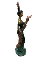 Beautiful divine ancient lady brass bronze sculpture colour stone showpieces 3pcs set