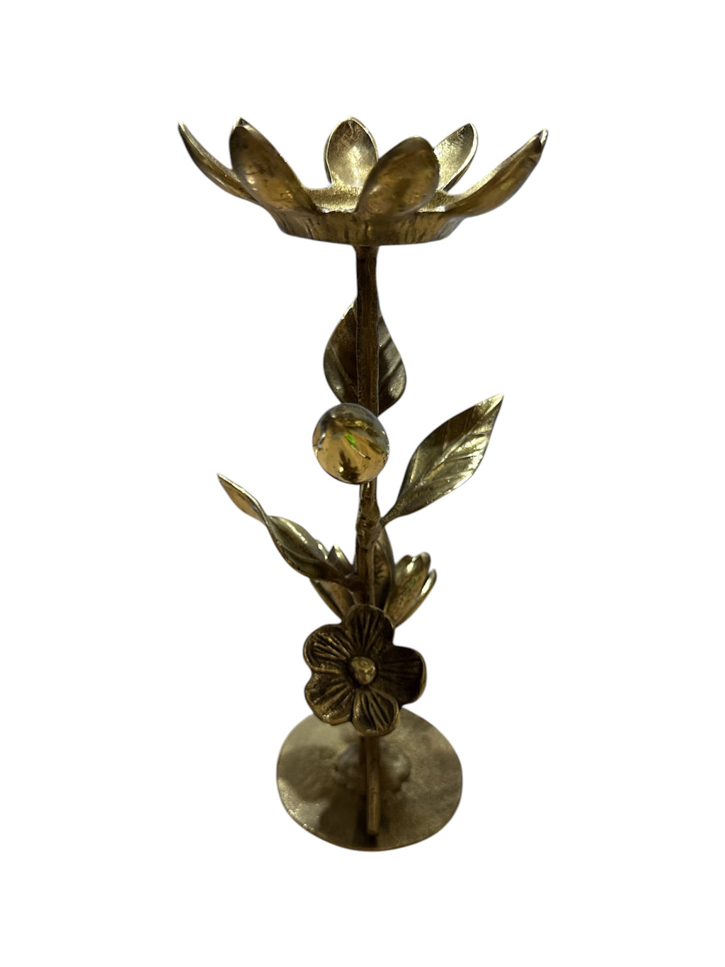 Solid brass bronze candle holder flower 2pcs set home décor display decorative tableware countertop design