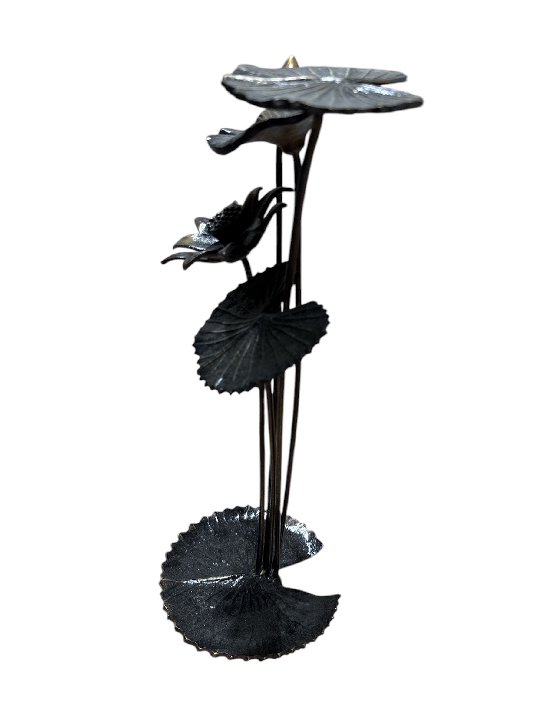 Hand crafted high-quality brass bronze black leaf flower display home office tabletop dining table decoration