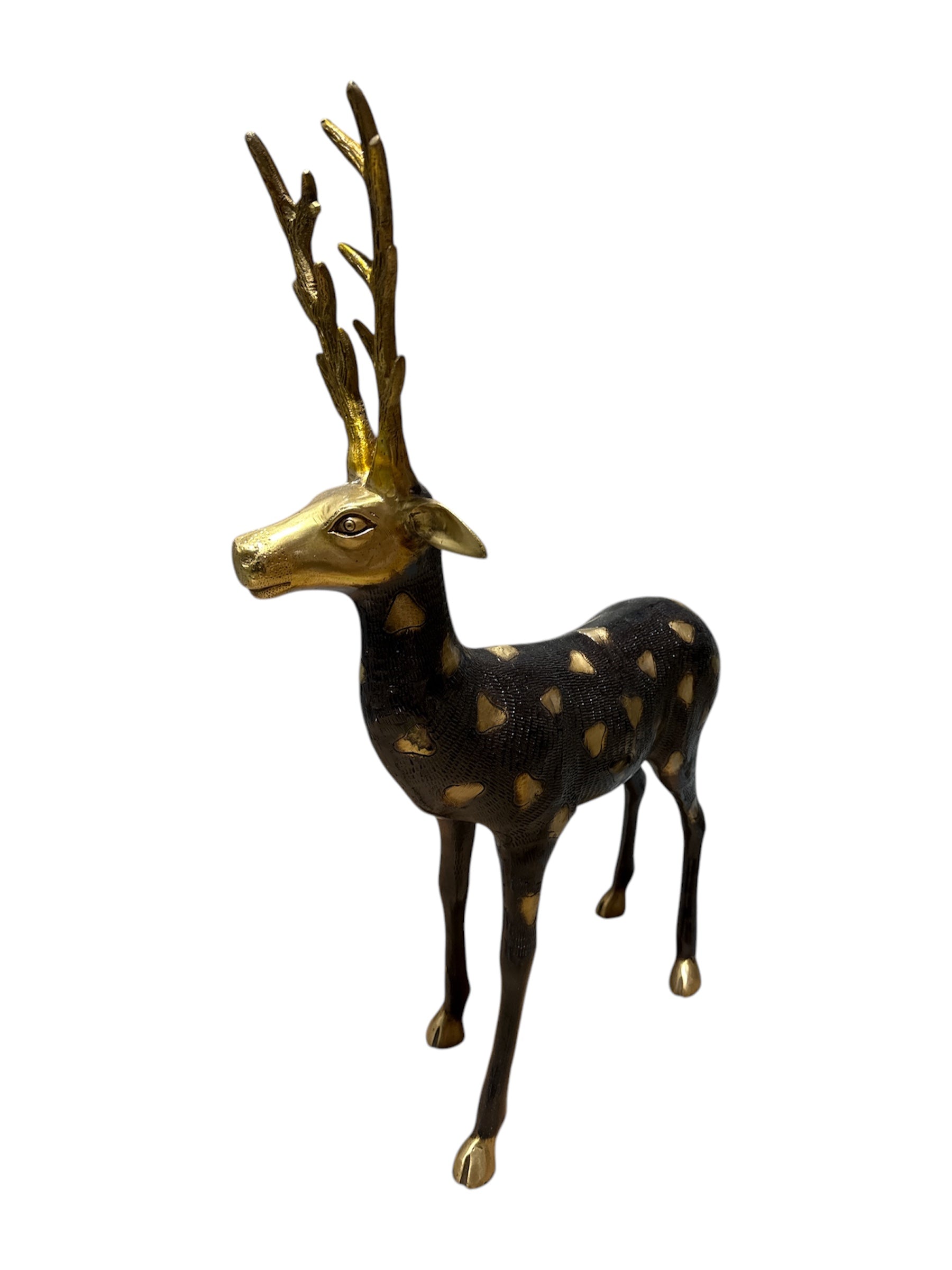 Elegant brass deer 2pcs set colour handcrafted restaurant office home living room welcome decorative showpieces